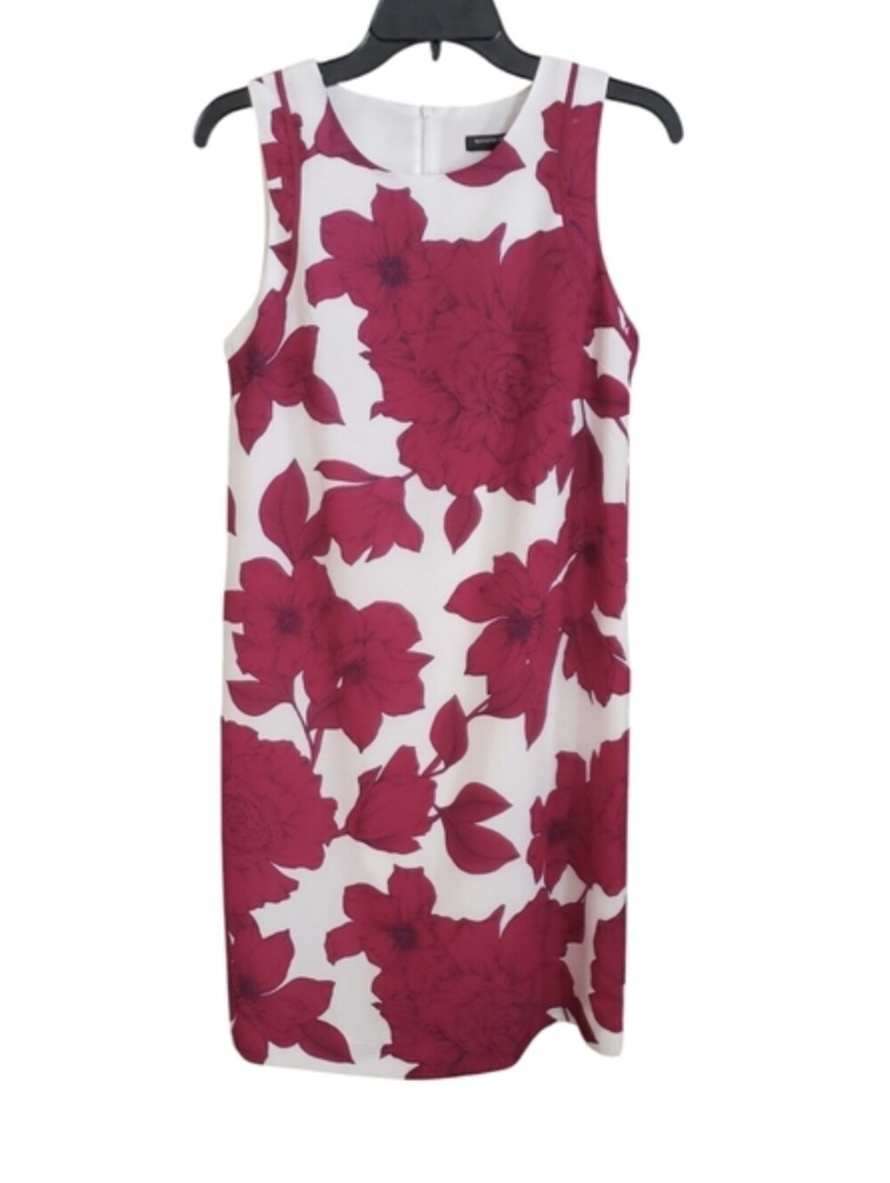 NWT Banana Republic White and Red Floral Sleeveless Mini Sheath Dress Size 4 - Picture 2 of 4